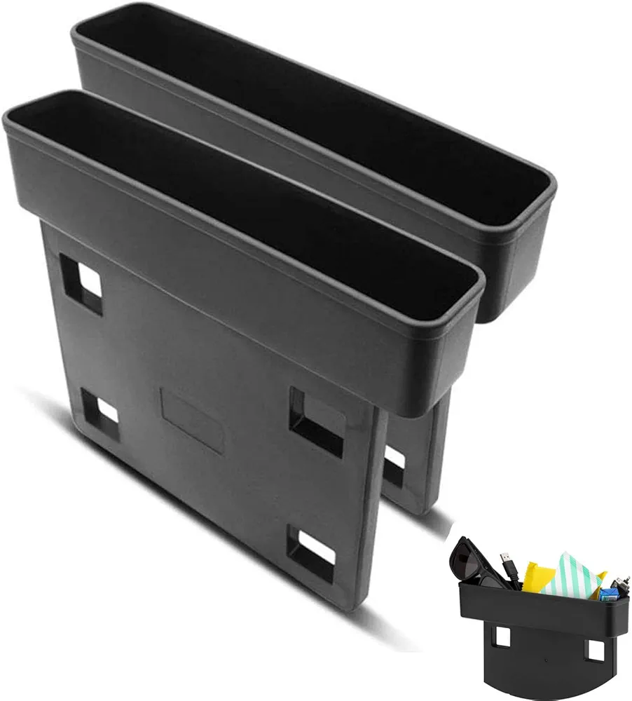 2 Piezas Caja De Almacenamiento De Asiento De Automóvil,Asiento De Coche Lateral Gap Filler,Organizadores De Asientos De Automóvil,Para Teléfonos Móviles Llaves Tarjetas Carteras Gafas (Negro)