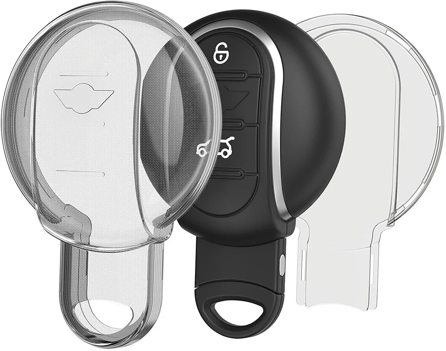kwmobile Carcasa para Mando Compatible con Mini Llave de Coche Smart Key de 3 Botones - Funda para Llaves de Coche de TPU Transparente con Botones - Negro/Transparente