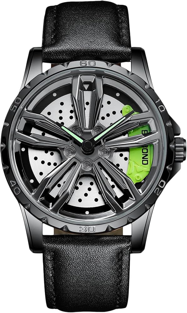 RORIOS Relojes de Ruedas Coche Reloj de Pulsera Reloj Deporte 3ATM Impermeable Reloj Moda Esqueleto Reloj para Hombre