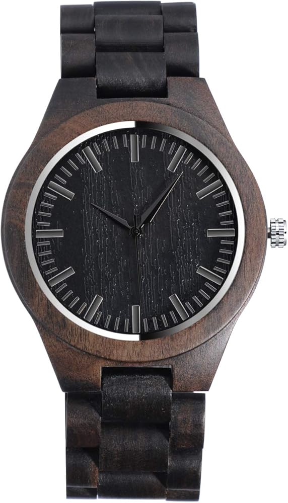 Unendlich U-Reloj de Pulsera de Madera para Hombres y Mujeres, Natural Nogal Negro Movimiento de Cuarzo Japonés con Correa Ajustable Artesanía Artesanal Madera Relojes