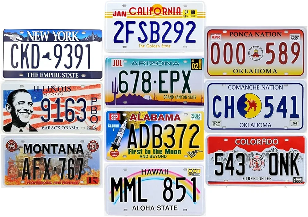 - Juego de 10 Placas DE Licencia DE AUTOMÓVILES DE Metal DE EE. UU.