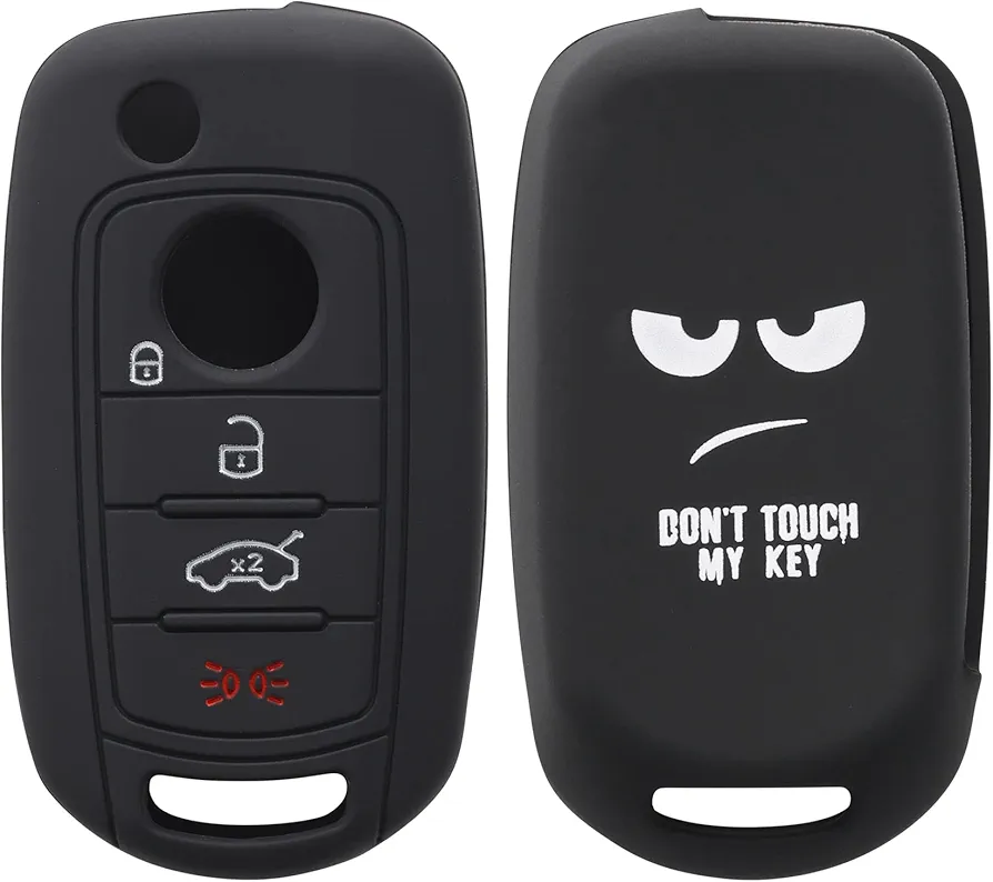 kwmobile Carcasa Compatible con Llavero de Fiat Llave de Coche Plegable de 4 Botones Funda - Funda para Mando de Coche de Silicona - Blanco/Negro