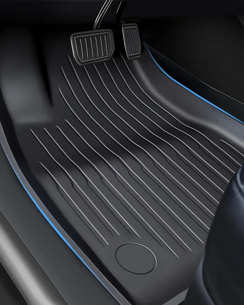LANGBEAN Alfombrilla para Tesla Model Y (5 Plazas) 2024 2023 2022 2021, Alfombras Model Y Originales TPE con Bordes Elevados, Accesorios Antideslizantes e Impermeables, Negro (3 Piezas)