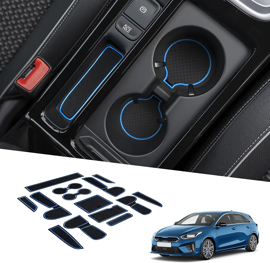 BIXUAN Ceed 2024 Compatible con Kia Ceed SW XCeed 2019-2023 2024 Alfombrillas antideslizantes para consola central, reposabrazos de goma, soporte para bebidas XCeed, lanza de manejo antideslizante, 15