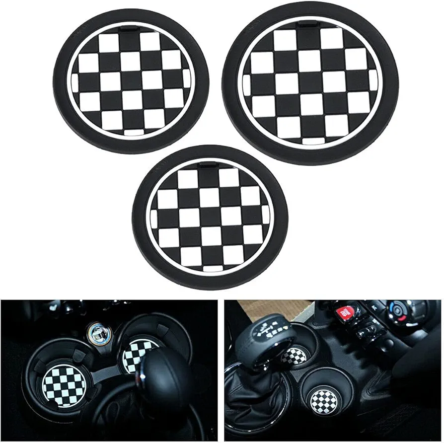 Riloer 3 Piezas Soporte de Taza de Silicona, Alfombrilla Antideslizante para Posavasos, Alfombrilla de Goma para Cooper Clubman, 2 Piezas 72mm + 1 Pieza 77mm