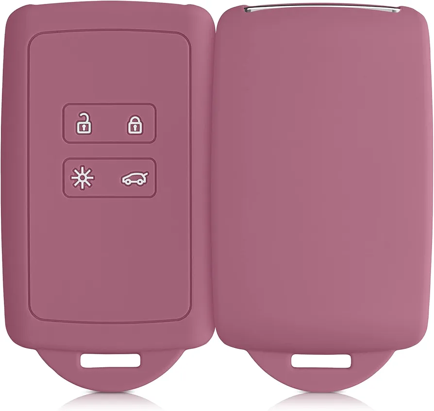 kwmobile Funda de Silicona Compatible con Renault Llave de Coche Smart Key de 4 Botones (Solo Keyless Go) - Carcasa Protectora para Llavero - Case Mando de Auto Rosa Oscuro
