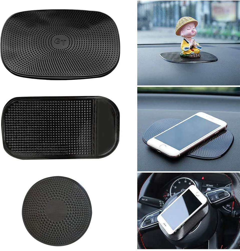 Alfombrillas Antideslizantes, Alfombrilla Antideslizante Coche, Alfombrilla Antideslizante Salpicadero, Alfombrilla Antideslizante Salpicadero Coche, para Teléfonos Movil Llaves y Gafas, 3Pcs