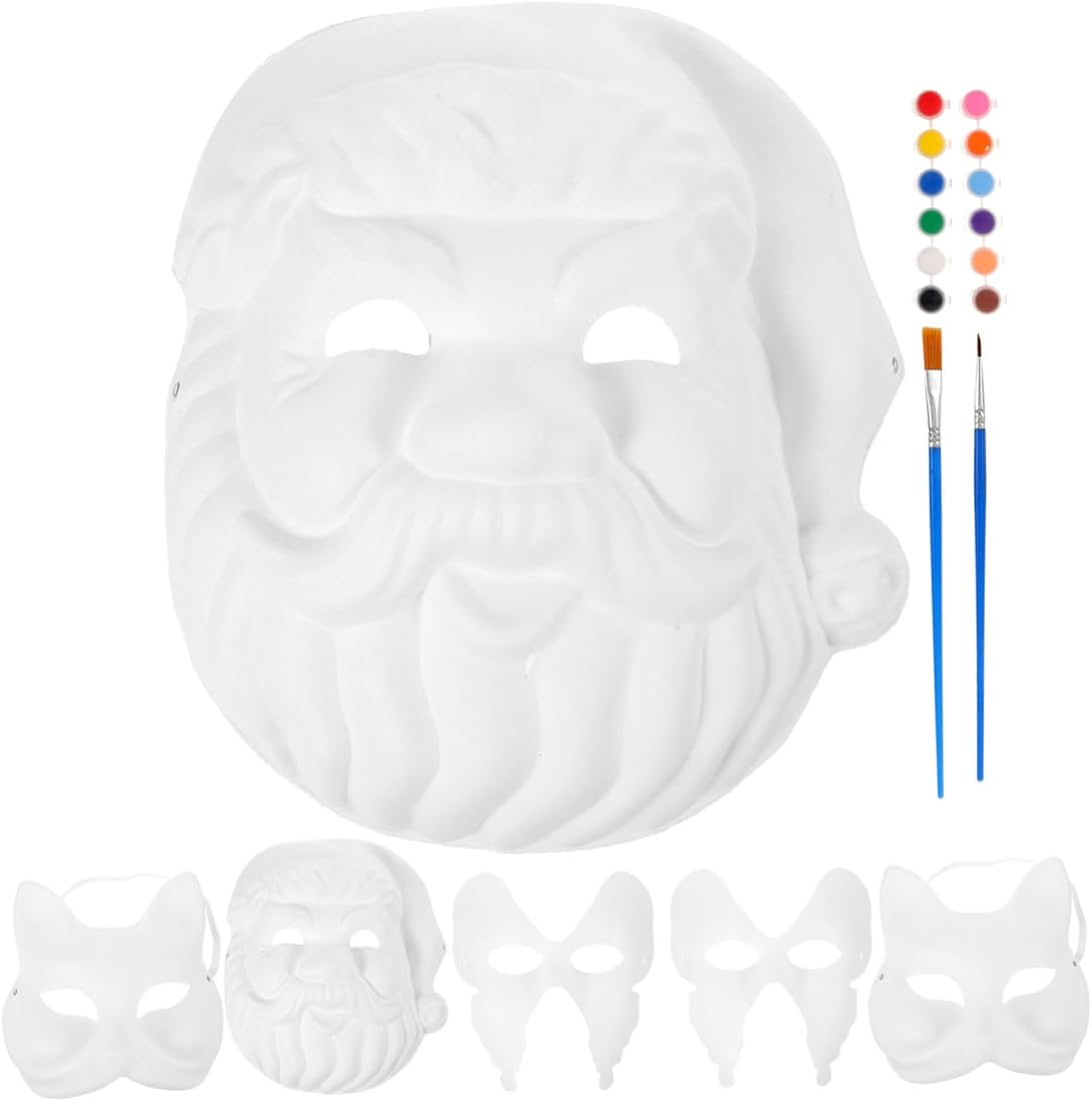 Hohopeti 1 Juego De Ocio Aire Libre Graffiti Para Niños Maquillaje Facial DIY Máscara De Papel Maché De Embrión Máscara De Papel Máscara De Mascarada Sin Pintar Decoración
