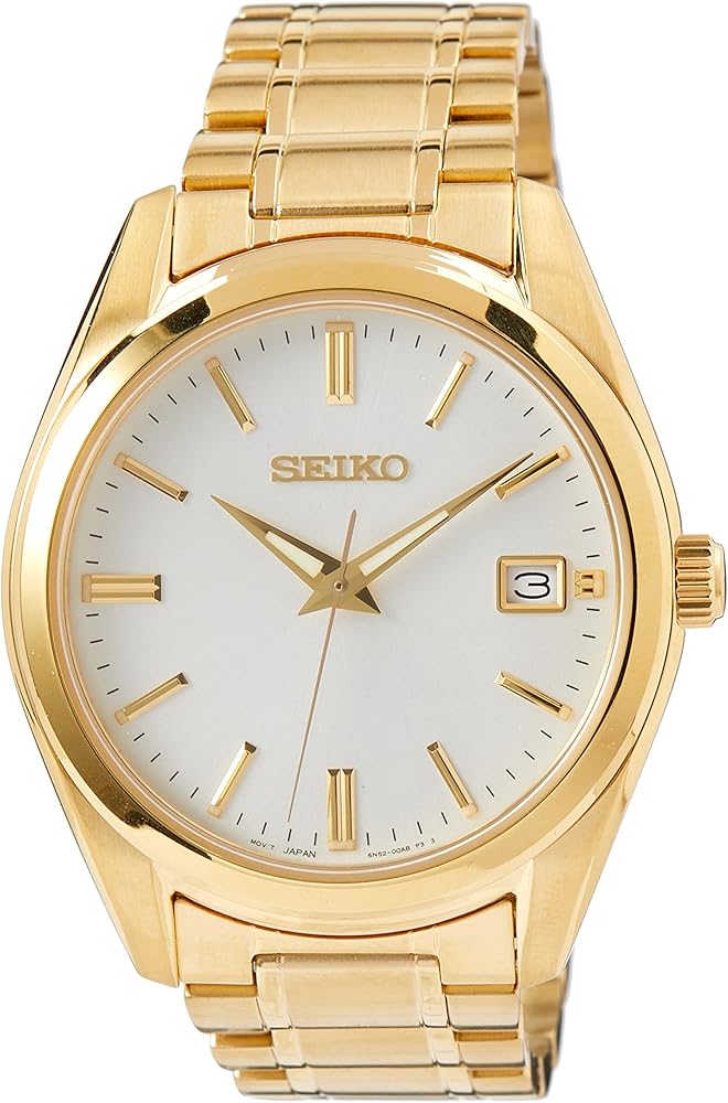 Seiko UK Limited - EU Reloj Hombre de Cuarzo analógico con Correa en Acero Inoxidable Dorado SUR314P1