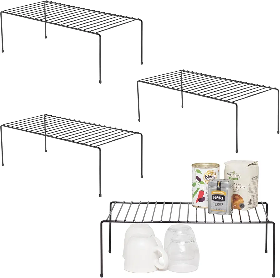 simplywire - Organizadores para armarios de cocina – Paquete de 4 estantes de almacenamiento – Negro