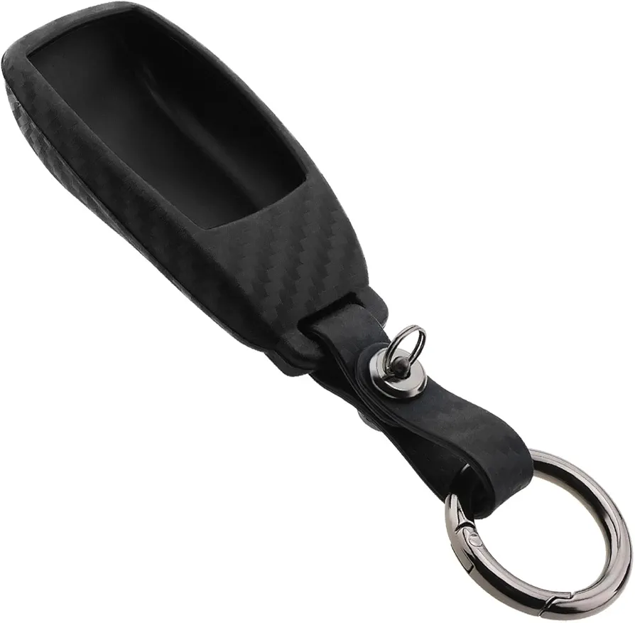 ECSiNG Cubierta Protectora de Silicona para Llave de Control Remoto de Coche con Patrón de Fibra de Carbono Compatible con Mercedes Benz AES Accesorios para Llaves de Coche
