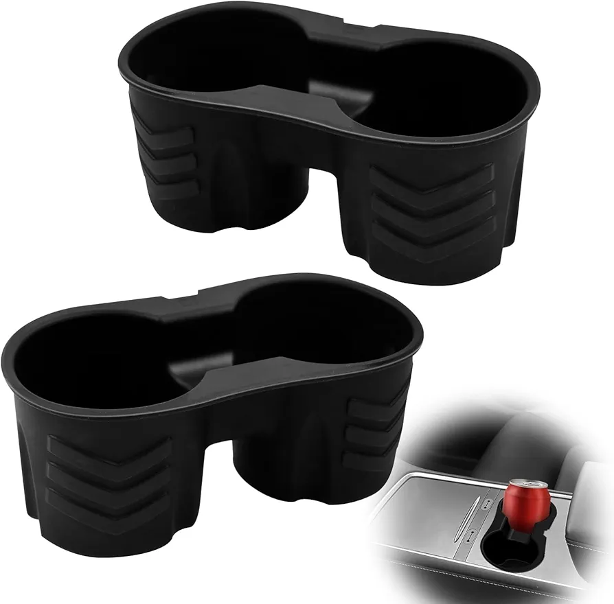 Sujeta Vasos,Consola Central Posavasos Coche Accesorios Coche para Tesla Model 3 & Model Y,Portavasos Negro Silicona,Empotrable Accesorios para EI Interior del Coche