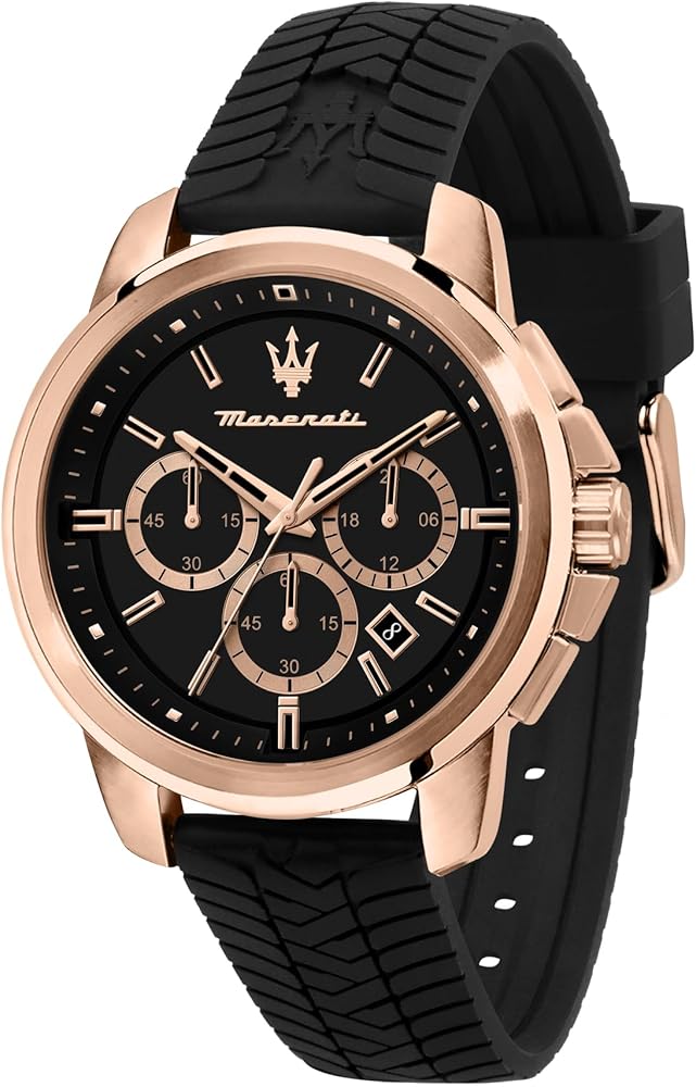 Maserati Reloj para Hombre, Colección Successo, en Acero Inoxidable, PVD Oro Rosa, Silicona, con Correa de Silicona - R8871621012