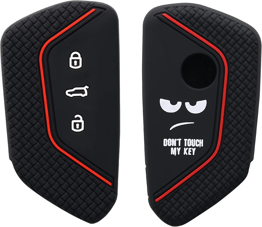 kwmobile Carcasa Compatible con Llavero de VW Golf 8 Llave de Coche de 3 Botones Funda - Funda para Mando de Coche de Silicona - Blanco/Negro/Rojo