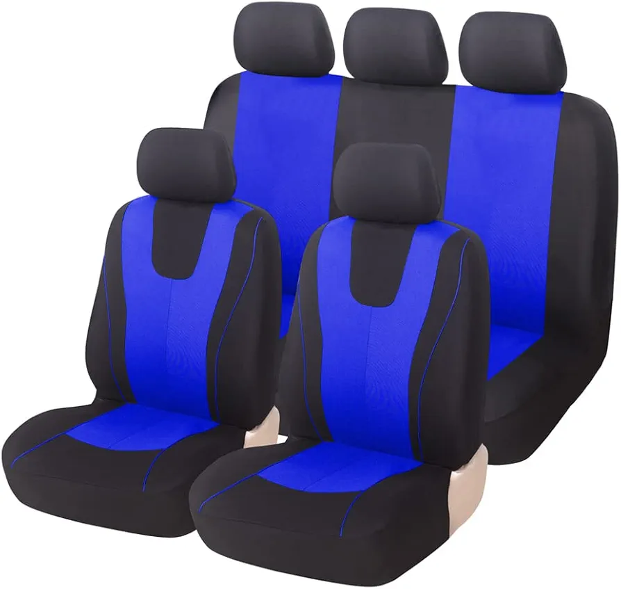 LXBSXY Juego de Completo Fundas Asientos Coche para Toyota Yaris Cross SUV 2021-2024,Poliéster+Tejido de MallaProtector Cubre Asiento Coche Delantero y Trasero Accesorios de Automóvil,A/Blue