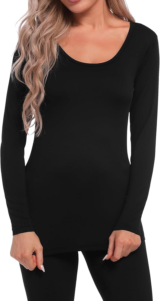 INNERSY Camiseta Termica Mujer Manga Larga Ligera Ropa Interior Térmica Invierno Otoño Cálido