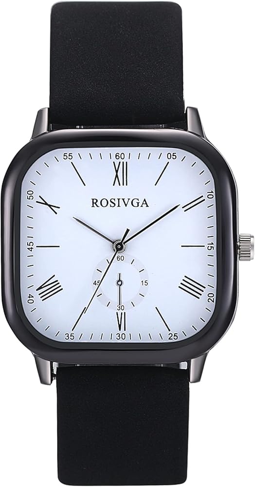 JewelryWe Reloj de Cuarzo para Hombre y Mujer, Reloj Clásico Simple de Número Romano Monocular Decorativo Cuadrado Dial Cuarzo Unisex