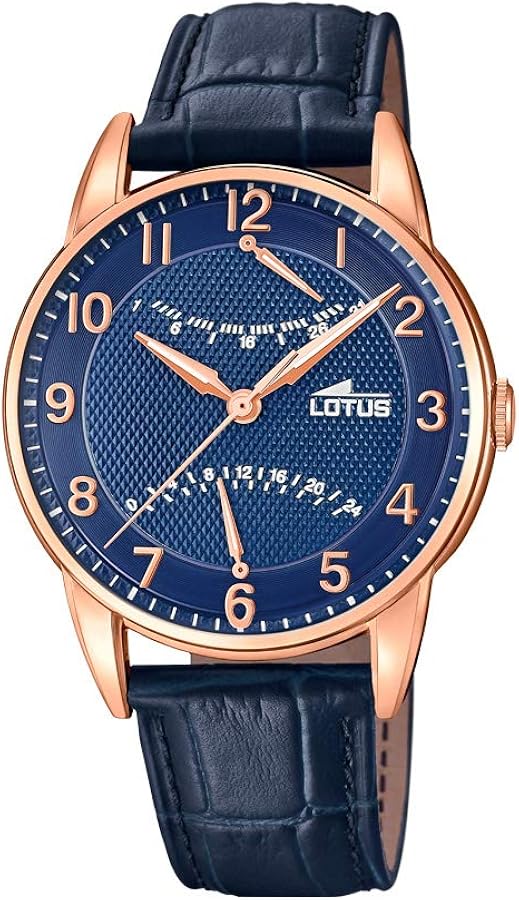 Reloj Lotus para Hombre 18430/7 Outlet Caja de Acero Inoxidable 316l Oro Rosa Correa de Cuero Azul