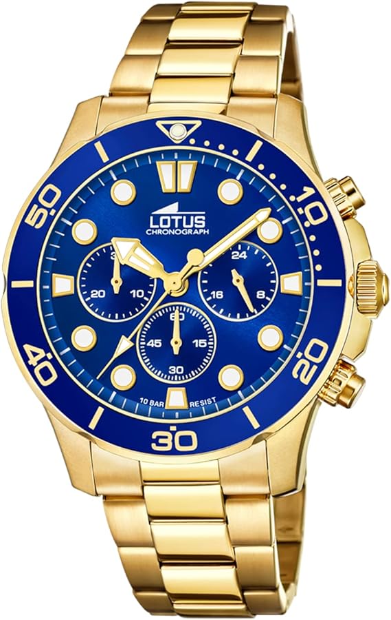 LOTUS Reloj Hombre 18758/1 Excellent Caja de Acero Inoxidable 316l Dorado Correa de Acero Inoxidable 316l Dorado