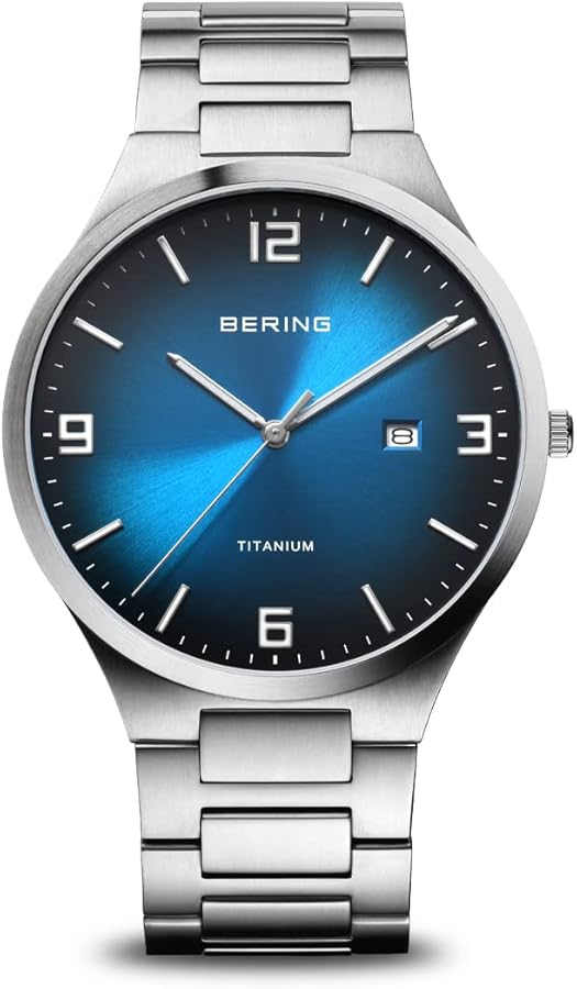 BERING Reloj analógico para Hombre de Cuarzo con Correa de Titanio con Correa de Titanio 15240-777, Pulsera