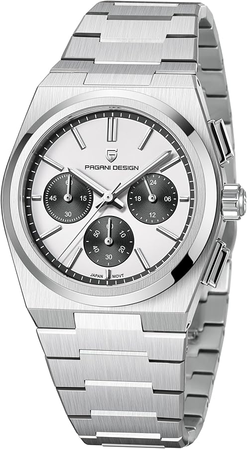 Pagani Diseño Cronógrafo Relojes para Hombres Reloj de Pulsera analógico, Acero Inoxidable de Cuarzo Reloj de los Hombres; Cristal de Zafiro