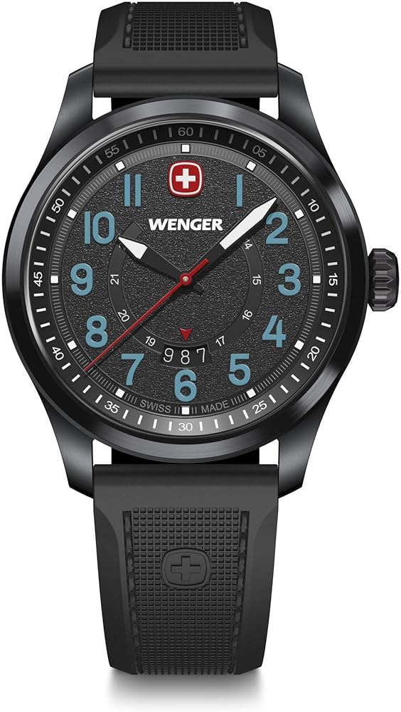 Wenger Hombres Reloj de Pulsera Terragraph Analog Quarz, Ø 43 mm, Impermeable hasta 100 m, Pulsera de Cuero, 01.0541.127