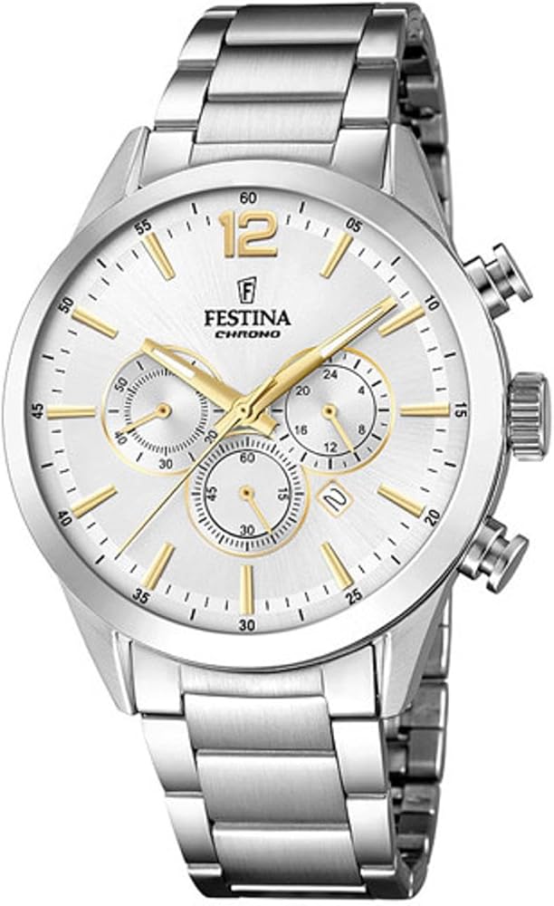 Festina Reloj Hombre F20343/1 Timeless Chronograph Caja de Acero Inoxidable 316l Plateado Correa de Acero Inoxidable 316l Plateado
