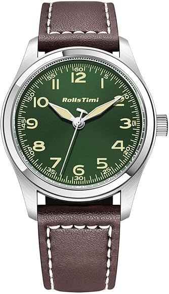 TYBERLEY RollsTimi RT7901 Reloj clásico de Cuarzo para Hombre 42 mm Luminoso Impermeable Correa de Cuero Relojes de Pulsera Deportivos Informales
