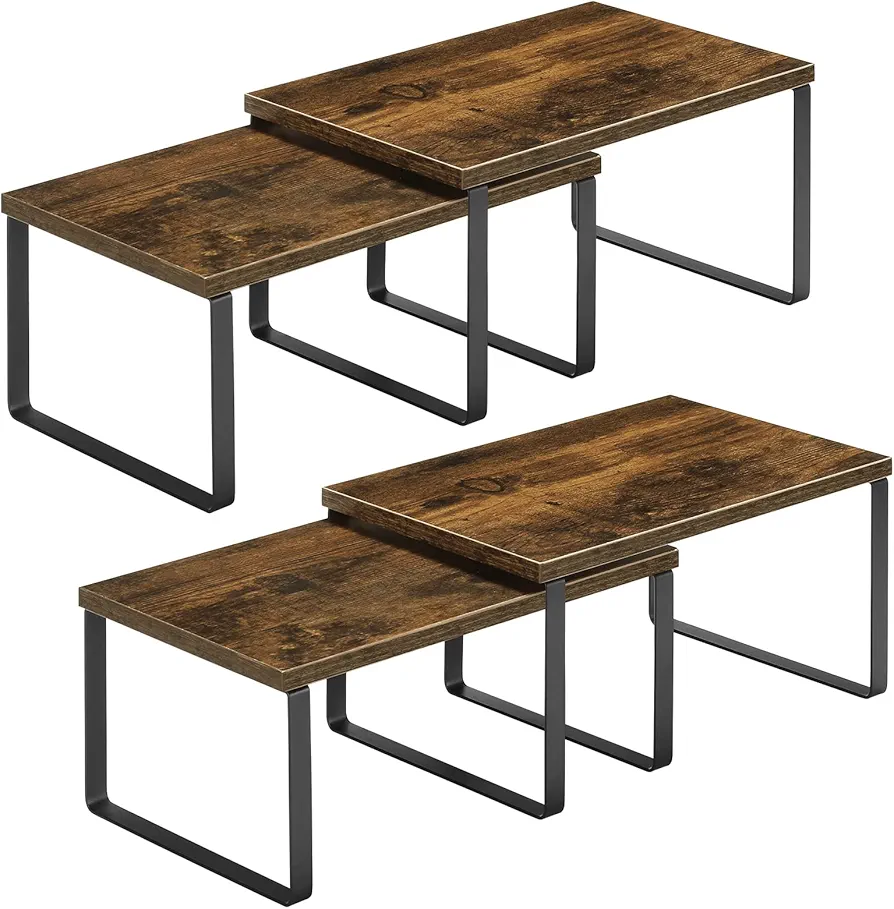 Nandae Juego de 4 Organizador Cocina Estanteria Cocina, Organizador Armarios Cocina Apilable para Encimera, Gabinete, Estantes de Almacenamiento para Alimentos y Cubiertos