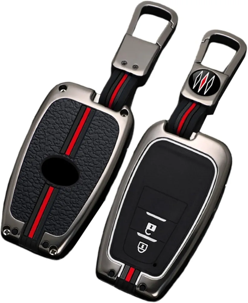 Cubierta de Llave de Coche de Aleación de Zinc Caso Compatible con Toyota Corolla Prius Camry C-HR RAV4 Prado Inteligente Carcasa de Llave de Coche (Color Mate 2 Botones)