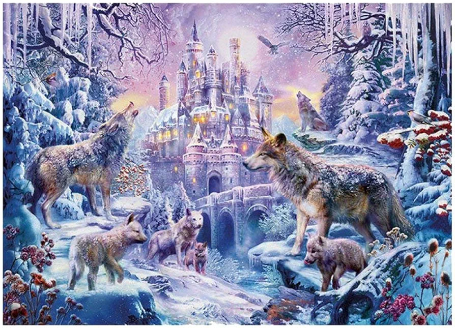 YuAn Rompecabezas De Madera De 1000 Piezas,Lobo De Nieve Fuera del Castillo, Adultos Niños Puzzle Juegos Desafío Cerebral,Familyfriends Interactivo Ocio Buenos Regalos De Cumpleaños,1000Ps