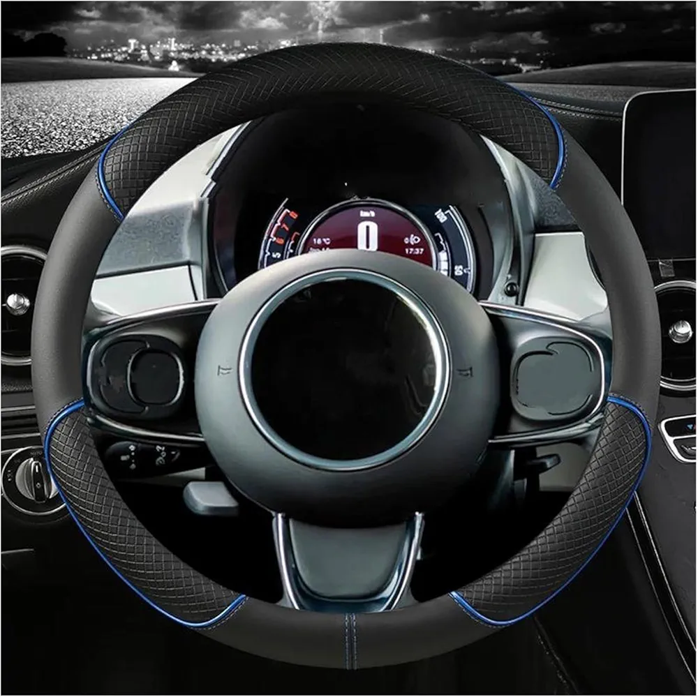 HAZYZKDM Embellecedor para Volante Coche Cubierta Antideslizante para F&iat 500e 2020 2021 Protector Transpirable para Volante De Coche Fundas para Volante(Azul)