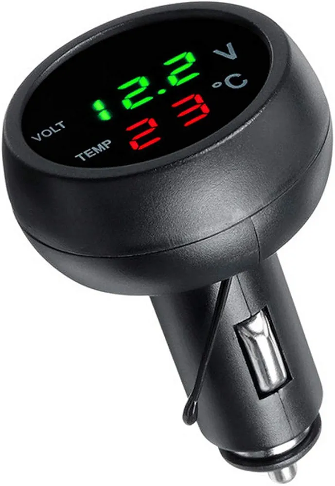 GOFORJUMP 3in1 Tres en uno Auto Digital LED Termómetro de Coche USB Cargador de automóvil Cigarrillo Voltímetro Medidor 3 Funciones 12V / 24V