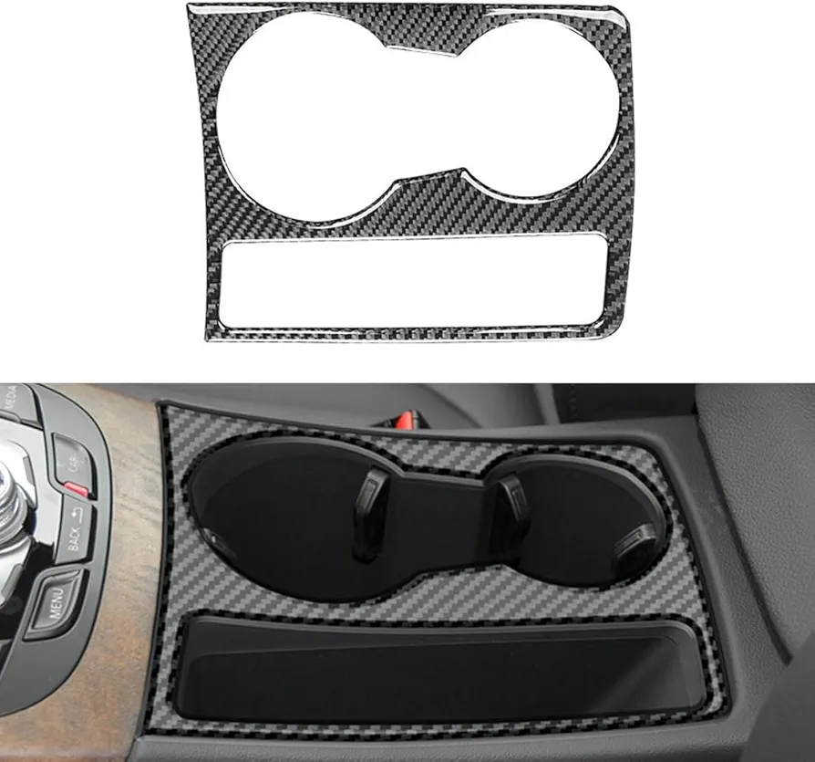 Pegatinas Fibra de carbono para coche soporte para bebidas, Car Central Storage Copa Holder Frame Trim Sticker, Accesorios Interiores compatible con coche Audi A4L A5 2009-2016