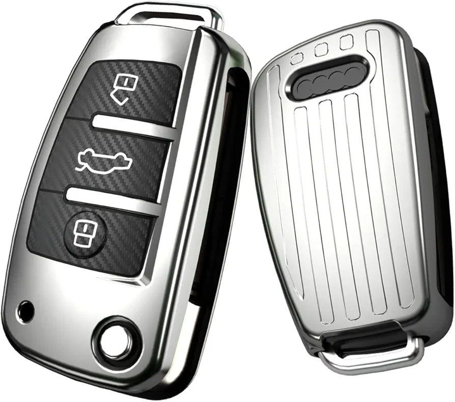 Gleamydot Funda Llave Seat Compatible para Llave Audi A1 A3 A6 TT Q2 Q7 S3 Accesorios Coche (Plata)