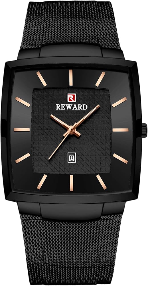 RORIOS Clásico Reloj de Hombre Cuarzo analógico Reloj con Correa de Malla de Acero Inoxidable Ultra Fino Minimalista marcar Reloj para Hombres Moda Reloj de Pulsera