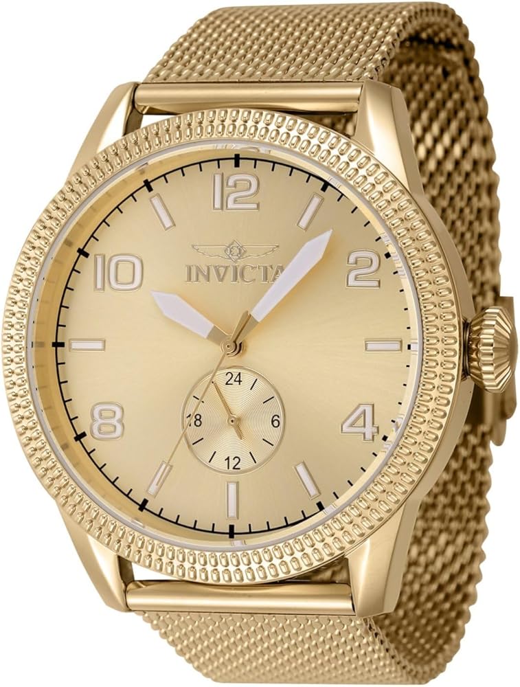 INVICTA Vintage 47136 Reloj para Hombre - Impermeable - Analógico - Movimiento Cuarzo - Acero Inoxidable con Esfera Negro - 44mm