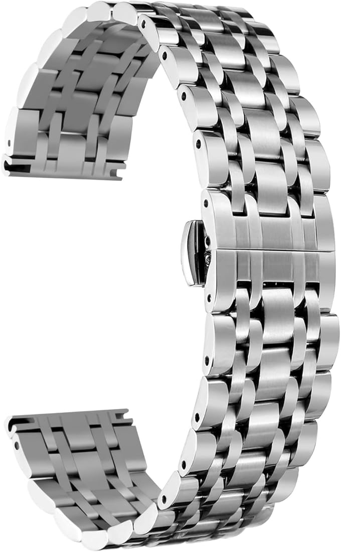 BINLUN Correa de Reloj de Acero Inoxidable de Repuesto, 6 Colores para Mujeres y Hombres (Oro, Plata, Negro, Oro Rosa, Tono Dorado, Tono Dorado Rosa) 17 Tamaño (10 mm - 26 mm)