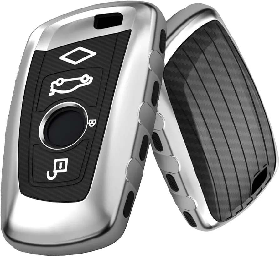 Gleamydot Funda Llave Seat Compatible para Llave BMW Serie 1 3 5 7 X1 X3 X4 X5 X6 F30 E30 Accesorios Coche (Plata)