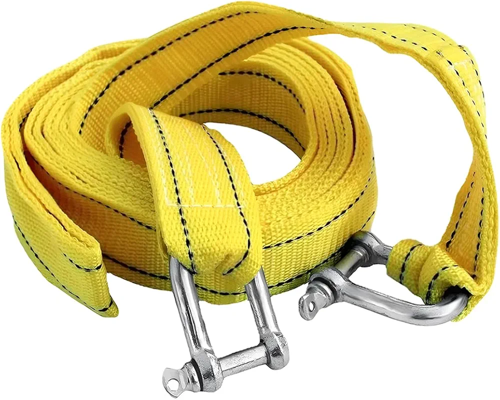 JNNJ Cuerda De Remolque De Automóvil, Correa Cuerda Remolque Alta Resistencia, Cuerda Tracción Automóvil Doble Espesor para Camiones, con Dos Ganchos Anillo En U, Correa para Remolcar Vehículos