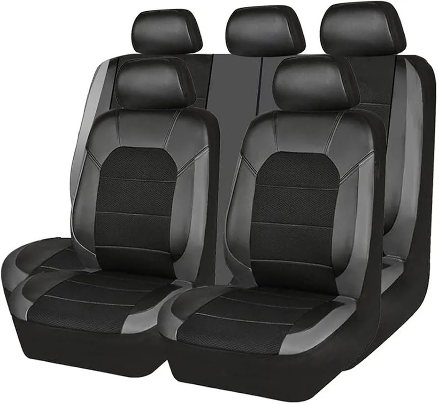 REIJAX Fundas Asientos Coche para Nissan Almera Classic (B10) 2006-2010 9 Piezas Impermeables Transpirable Cuero Juegos de Cubreasientos Interior Accesorios,B