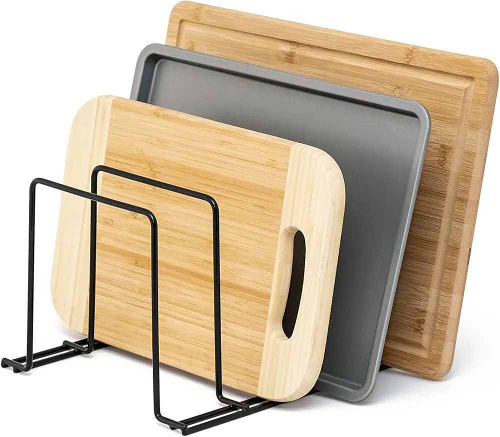 simplywire – Soporte para bandejas de Horno y Tablas de Cortar - Almacenamiento de sartenes - Organizador para armarios de Cocina – Negro