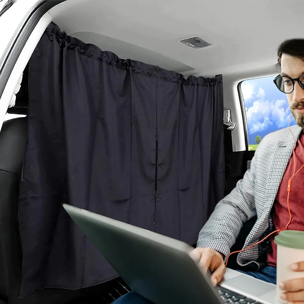 Cortinas Divisorias de Coche, 140 * 80cm Parasol Separador Interior de Coche, Desmontable Parasol Furgoneta Camper, Parasol Furgoneta Camper para Viaje, Siesta, Noche, Camping