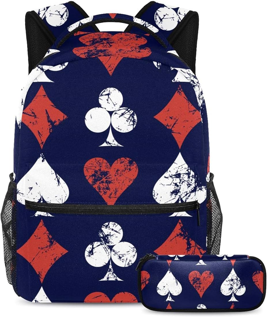 Mochilas de viaje de ocio con estuche para bolígrafos, bolsas de tarjetas de juego con soporte para botellas para niñas y niños, metálico, Talla única