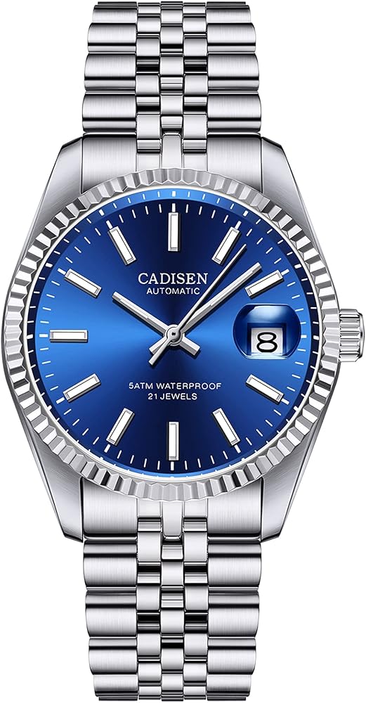 FINNIAN CADISEN Reloj automático para hombre mecánico 38MM cristal de zafiro y pulsera de acero inoxidable reloj automático