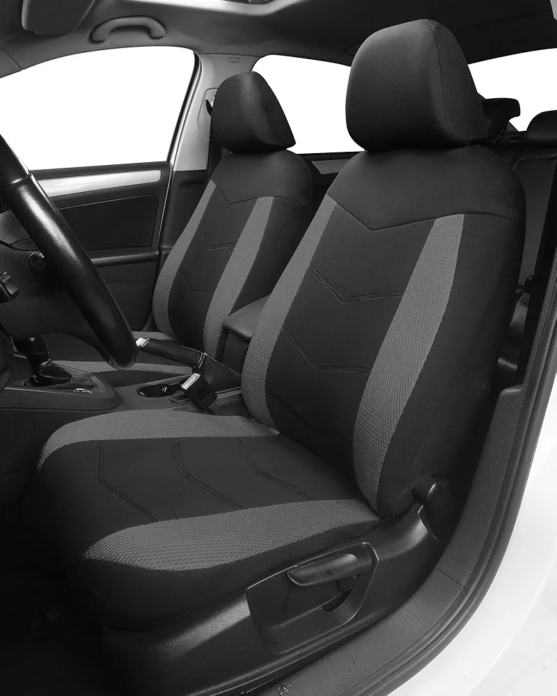 TOYOUN Fundas Asientos Coche Universal Delanteros de Poliéster Fundas Asientos Delanteros Coche para Conductor y Copiloto de Cerdito de Accesorios Automóvil 2 Plazas,Gris