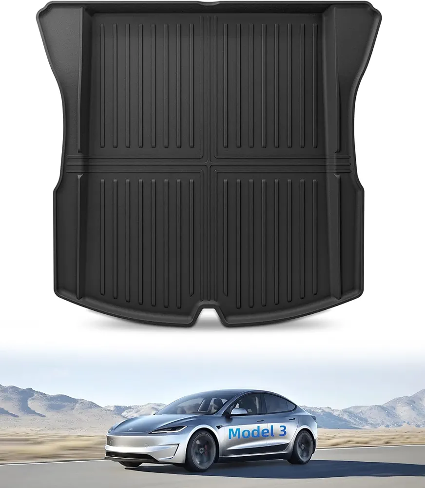 LANGBEAN Alfombrillas Maletero para Tesla Model 3 2024 2025, TPE Alfombras Maletero Model 3 Highland Original con Borde Elevado, Antideslizante e Impermeable Accesorios