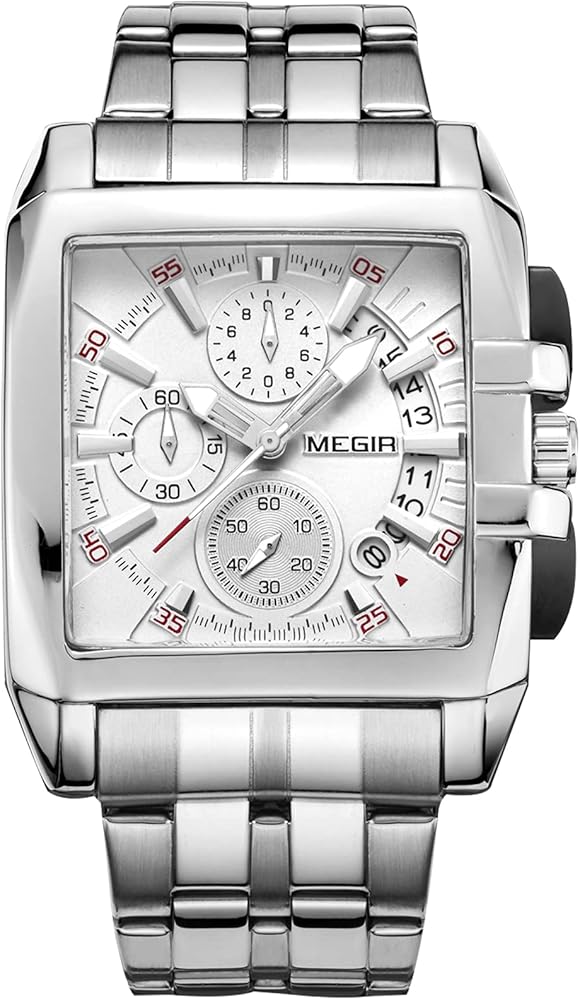 RORIOS Hombre Relojes Cuarzo Analógico Relojes con Correa de Acero Inoxidable Cronógrafo Deportivo Relojes de Pulsera para Hombre