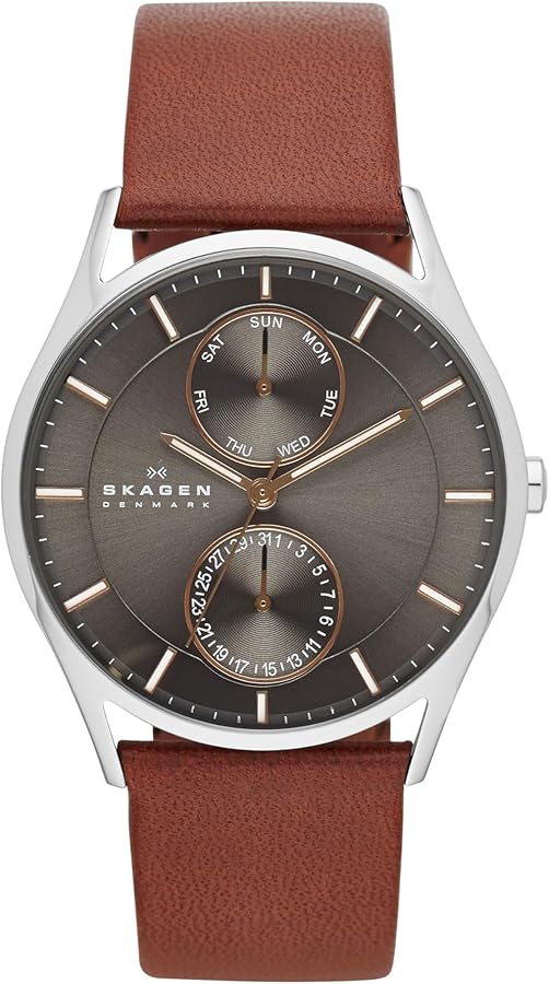 Skagen Holst Reloj para Hombre, Movimiento cronógrafo con Correa de Acero o Piel