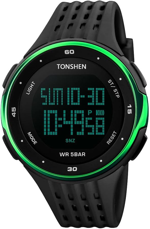 TONSHEN Unisex Deportivos Relojes Digitales LED Electrónica 50M Resistente Agua Outdoor Sport Militares Táctica Plástico Bisel Y Correa Goma Relojes de Pulsera Diseño Simple Doble Tiempo